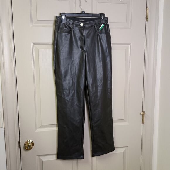 Halogen Womens Faux Leather Pants Size 0 Black Straight Leg NWT - Picture 1 of 4